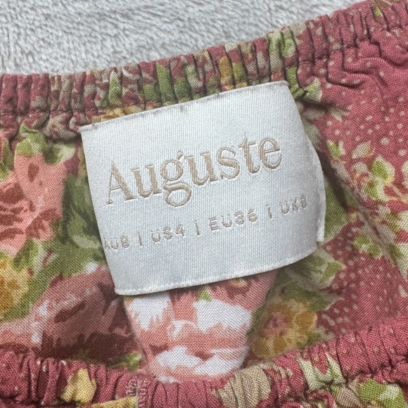 Auguste the Label Bonnie Beachside Floral Peach Pink Yellow Green Mini Dress 4 - Picture 15 of 16